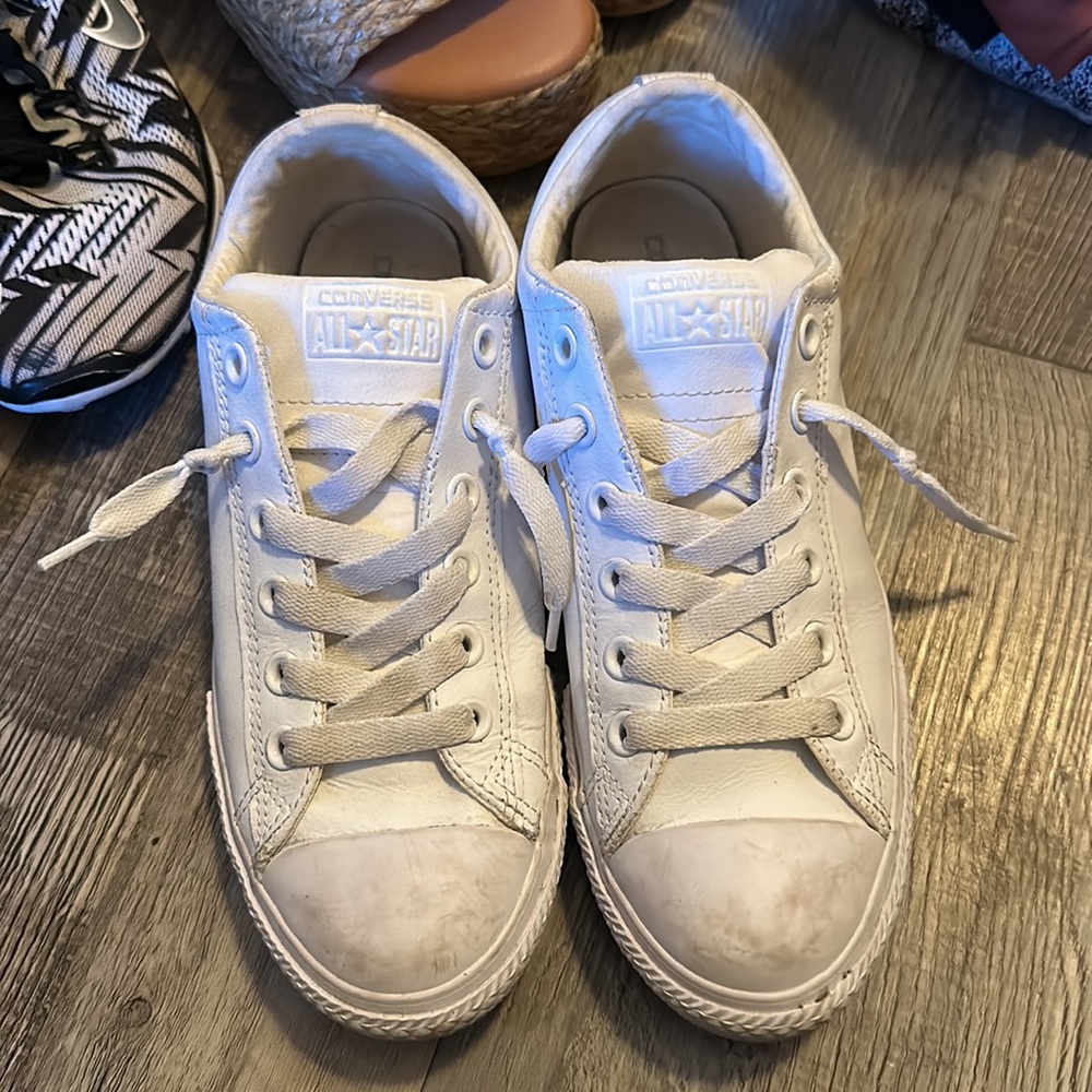 All white nike converse